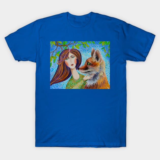 She Has a Fox Soul Watercolor Illustration T-Shirt by SvitlanaProuty